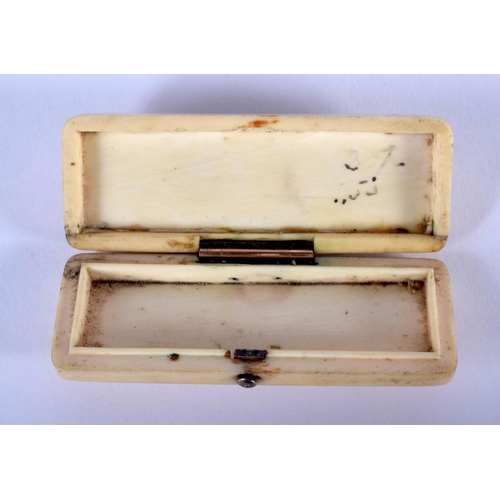 889 - A GEORGE III IVORY AND GOLD TOOTHPICK CASE. 6 cm x 2 cm.