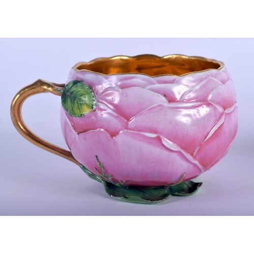 89 - A RARE 19TH CENTURY MEISSEN PORCELAIN ARTICHOKE MOULDED CUP AND SAUCER of naturalistic form, with gi... 