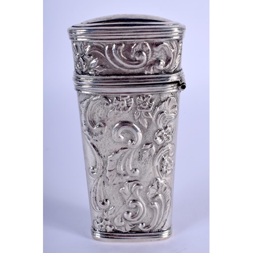 894 - AN 18TH CENTURY CONTINENTAL SILVER ETUI CASE. 124 grams. 11 cm x 4 cm.