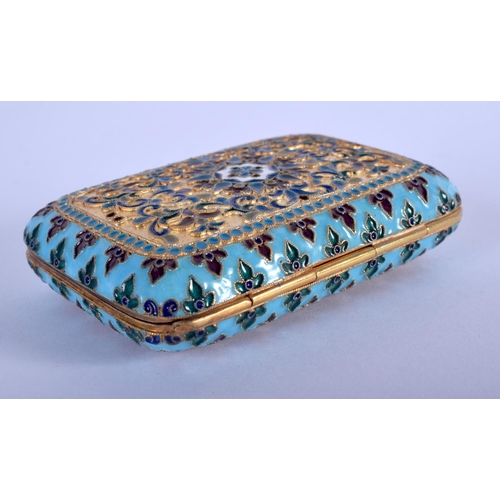 909 - A CONTINENTAL SILVER AND ENAMEL CIGARETTE CASE. 126 grams. 8.5 cm x 6 cm.