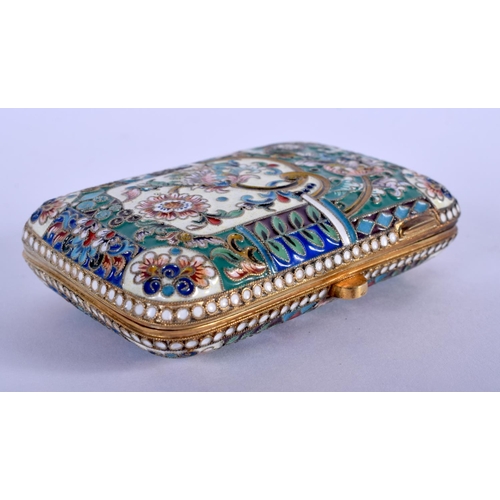 910 - A CONTINENTAL SILVER AND ENAMEL CIGARETTE CASE. 142 grams. 8.5 cm x 6 cm.