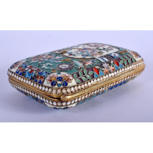 910 - A CONTINENTAL SILVER AND ENAMEL CIGARETTE CASE. 142 grams. 8.5 cm x 6 cm.