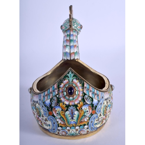 929 - A LARGE CONTINENTAL SILVER AND ENAMEL KOVSCH. 268 grams. 11 cm x 13 cm.