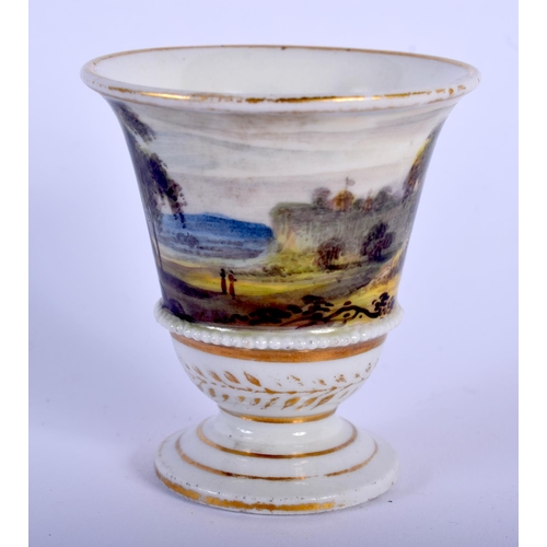 93 - A RARE EARLY 19TH CENTURY ENGLISH MINIATURE PORCELAIN VASE Derby or Worcester, painted with landscap... 