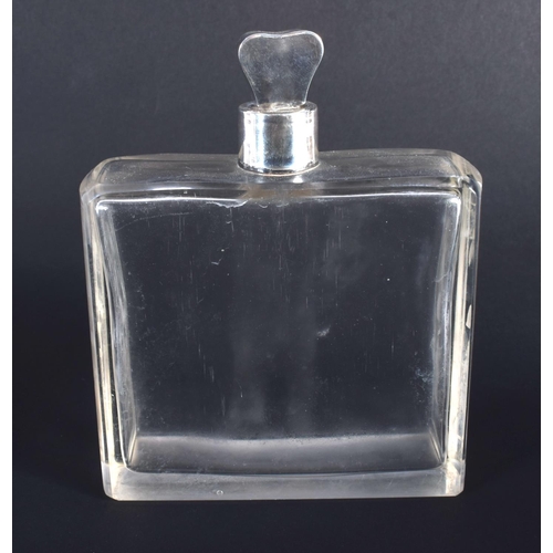 956 - A VINTAGE ENGRAVED GLASS FIVE SECTION SCENT BOTTLE HOLDER. Silver 184 grams. 13.5 cm x 9.5 cm. (5)