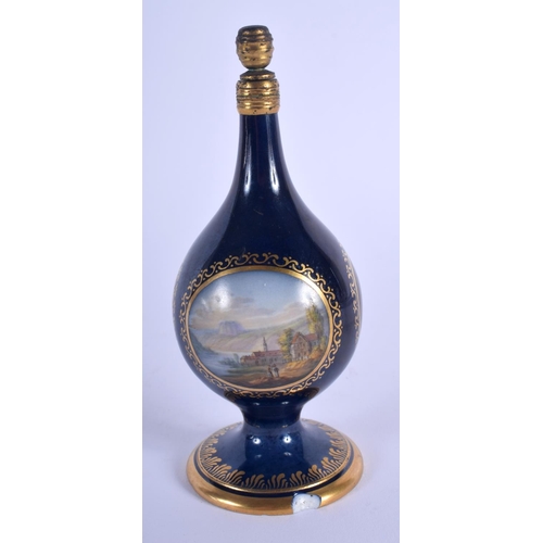 97 - A RARE 18TH/19TH CENTURY MEISSEN PORCELAIN SCENT BOTTLE painted with three landscape panels. 13.5 cm... 