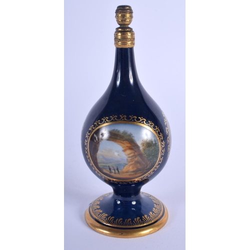 97 - A RARE 18TH/19TH CENTURY MEISSEN PORCELAIN SCENT BOTTLE painted with three landscape panels. 13.5 cm... 