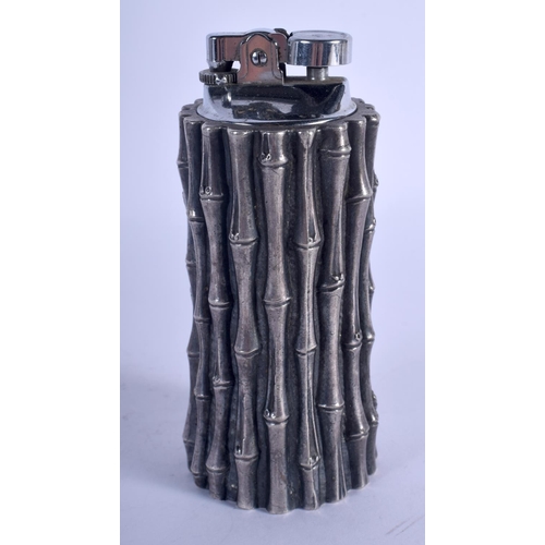 994 - AN EARLY 20TH CENTURY CONTINENTAL WHITE METAL BAMBOO STYLE LIGHTER. 263 grams overall. 12 cm  high.