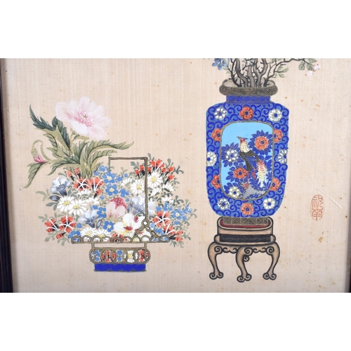 1504 - Chinese School (19th Century) Pair of Watercolours, Still Lives, precious objects. Image 70 cm x 40 ... 