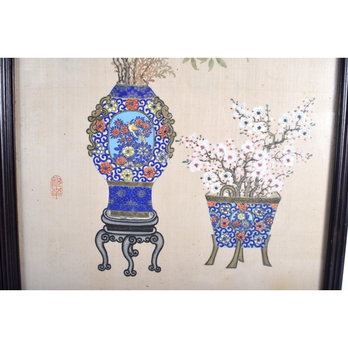 1504 - Chinese School (19th Century) Pair of Watercolours, Still Lives, precious objects. Image 70 cm x 40 ... 