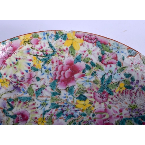1510 - AN EARLY 20TH CENTURY CHINESE FAMILLE ROSE MILLIFIORE PORCELAIN DISH late Qing/Republic, painted wit... 