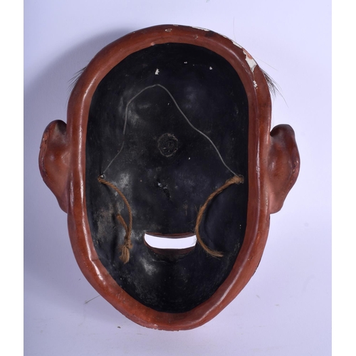 1549 - A 19TH CENTURY JAPANESE MEIJI PERIOD CARVED AND LACQUERED NOH MASK modelled with glass eyes. 18 cm x... 