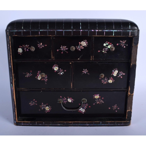 1551 - A VERY RARE 19TH CENTURY JAPANESE KOREAN MOTHER OF PEARL BLACK LACQUER CABINET unusually decorated w... 