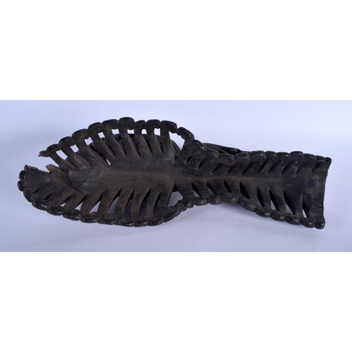 1552 - AN UNUSUAL 19TH CENTURY JAPANESE MEIJI PERIOD CARVED HARDWOOD STAND formed as waves. 38 cm x 15 cm.