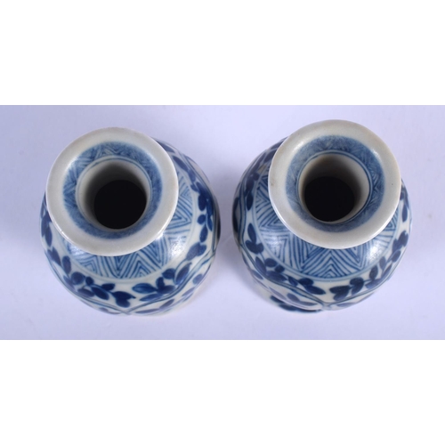 1595 - A PAIR OF 17TH/18TH CENTURY CHINESE SHIPWRECK PORCELAIN VASES Kangxi/Yongzheng. 11.5 cm high.