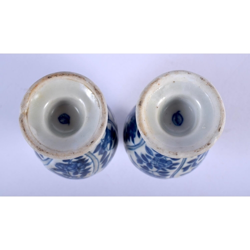 1595 - A PAIR OF 17TH/18TH CENTURY CHINESE SHIPWRECK PORCELAIN VASES Kangxi/Yongzheng. 11.5 cm high.