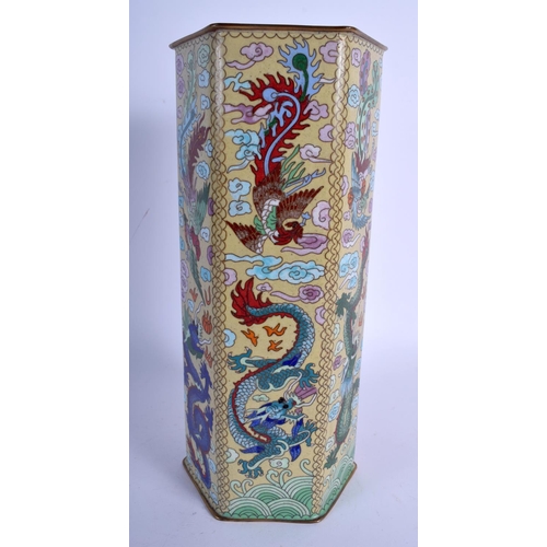 1605 - A LARGE EARLY 20TH CENTURY CHINESE HEXAGONAL CLOISONNE ENAMEL VASE late Qing/Republic. 30 cm x 12 cm... 