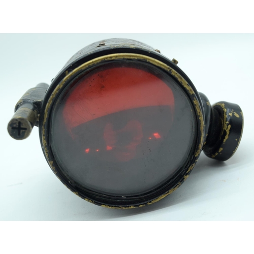 2537 - A vintage signalling lamp and a railway whistle 14cm (2)