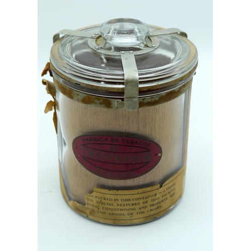 2538 - A vintage Italian  metal  ice bucket together with a Jamaican cigar container and two Spanish bottle... 