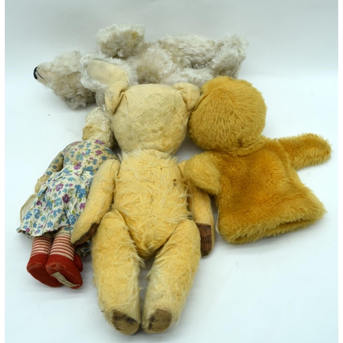 2543 - A collection of vintage soft toys and teddys Deans rag book, etc 34cm (4).