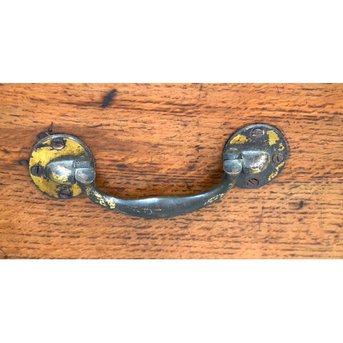 2567 - A VERY LARGE 19TH CENTURY OAK BOUND BRASS HANDLED COFFER of huge proportions. 106 cm x 59 cm.