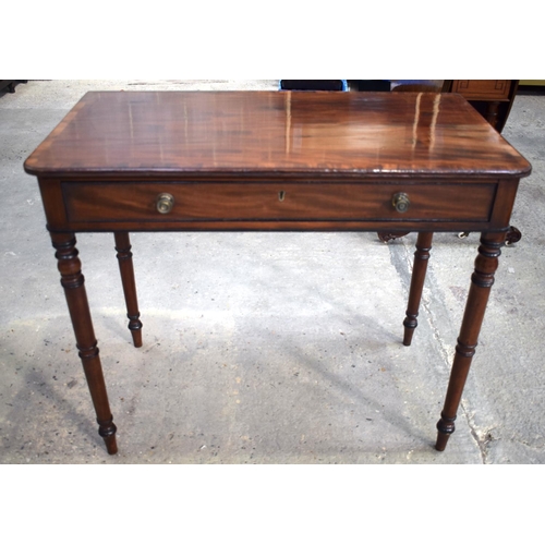 2574 - A GEORGE III SINGLE DRAWER WRITING TABLE. 76 cm x 45 cm.