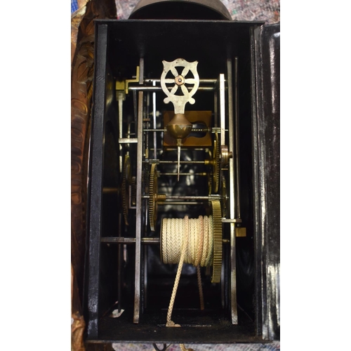 2575 - A 19TH CENTURY CONTINENTAL FRUITWOOD LONG CASE CLOCK by La Rosage, with gilded dial. 236 cm x 40 cm.