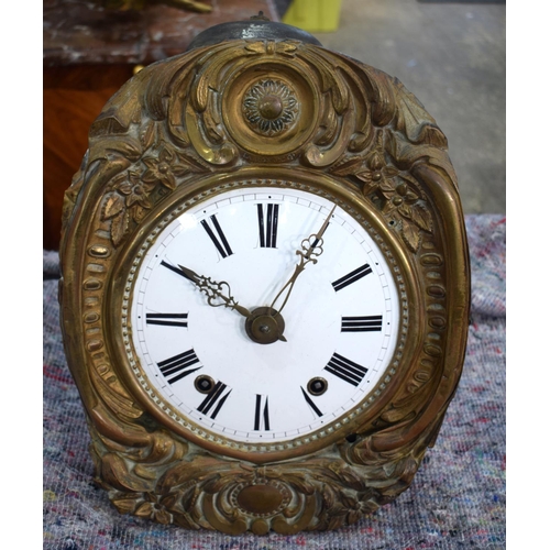 2575 - A 19TH CENTURY CONTINENTAL FRUITWOOD LONG CASE CLOCK by La Rosage, with gilded dial. 236 cm x 40 cm.