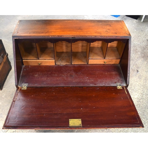2577 - A GEORGE III STYLE MAHOGANY BUREAU. 97 cm x 40 cm.