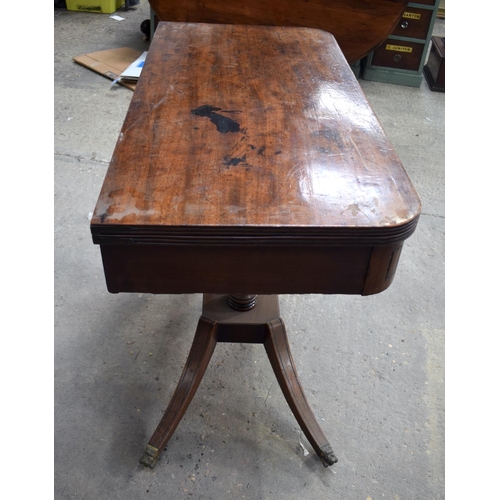 2579 - AN ANTIQUE MAHOGANY SOFA TABLE with rotating top and two dummy drawers. 73 cm x 46 cm.