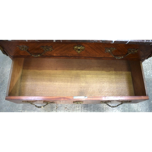 2587 - A LARGE 19TH CENTURY FRENCH KINGWOOD AND ORMOLU COMMODE with marble top and splayed feet. 102 cm x 8... 