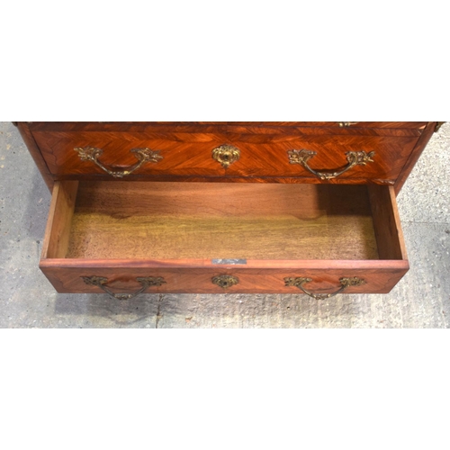 2587 - A LARGE 19TH CENTURY FRENCH KINGWOOD AND ORMOLU COMMODE with marble top and splayed feet. 102 cm x 8... 