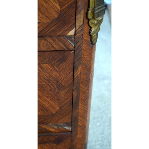 2587 - A LARGE 19TH CENTURY FRENCH KINGWOOD AND ORMOLU COMMODE with marble top and splayed feet. 102 cm x 8... 