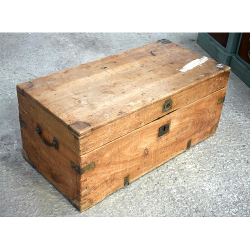 2592 - A 19TH CENTURY CARVED WOOD CAMPAIGN BOX. 68 cm x 29 cm.