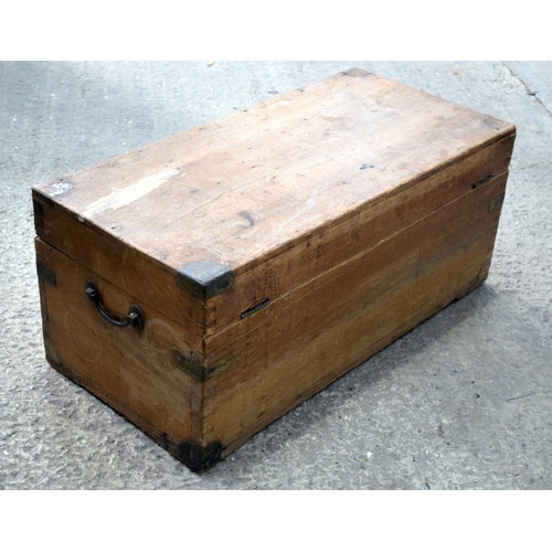 2592 - A 19TH CENTURY CARVED WOOD CAMPAIGN BOX. 68 cm x 29 cm.