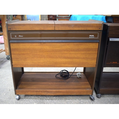 2598 - A RETRO PHILLIPS WARMING CABINET together with another. 70 cm x 70 cm. (2)