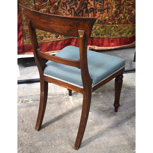 2600 - A SET OF EIGHT MAHOGANY REGENCY STYLE DINING CHAIRS with sunburst decoration to the supports and aca... 