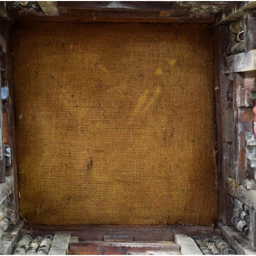 2607 - AN ARTS AND CRAFTS MOORISH CAIRO STOOL probably Liberty & Co. 47 cm x 40 cm.