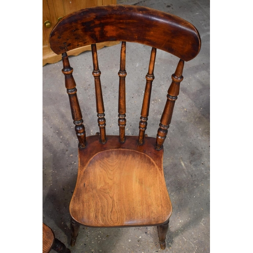 2610 - AN ANTIQUE FRUITWOOD ROCKING CHAIR together with another similar chair. Largest 92 cm x 40 cm. (2)