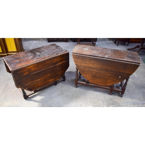 2615 - TWO 18TH CENTURY DESIGN OAK GATELEG DINING TABLES. Largest extended 154 cm x 75 cm. (2)