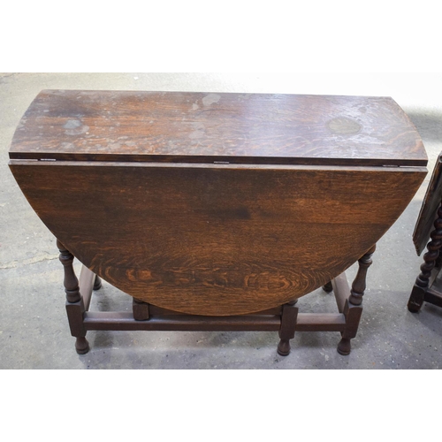 2615 - TWO 18TH CENTURY DESIGN OAK GATELEG DINING TABLES. Largest extended 154 cm x 75 cm. (2)