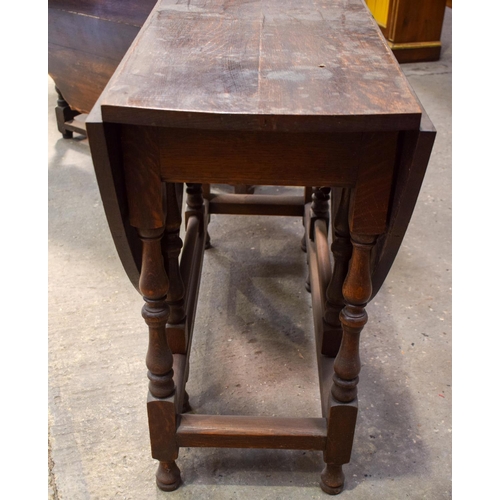 2615 - TWO 18TH CENTURY DESIGN OAK GATELEG DINING TABLES. Largest extended 154 cm x 75 cm. (2)