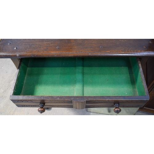 2617 - AN ERCOL CANTEEN together with a similar cupboard & a dressing table mirror. (3)