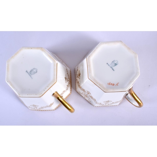 42 - AN ANTIQUE WEDGWOOD PORCELAIN PART TEASET painted with gilt scrolls in the neo classical manner. (qt... 