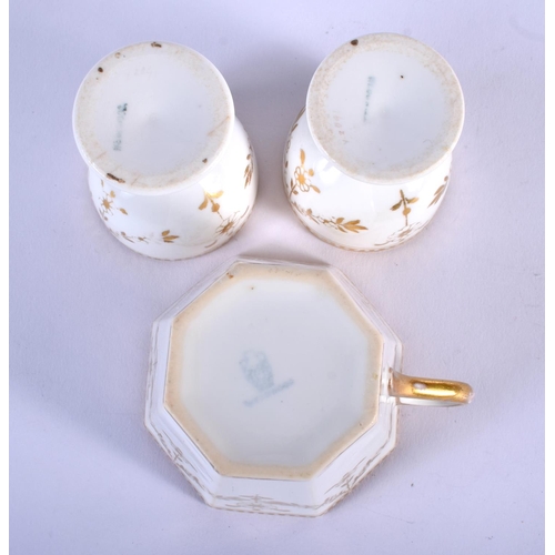 42 - AN ANTIQUE WEDGWOOD PORCELAIN PART TEASET painted with gilt scrolls in the neo classical manner. (qt... 