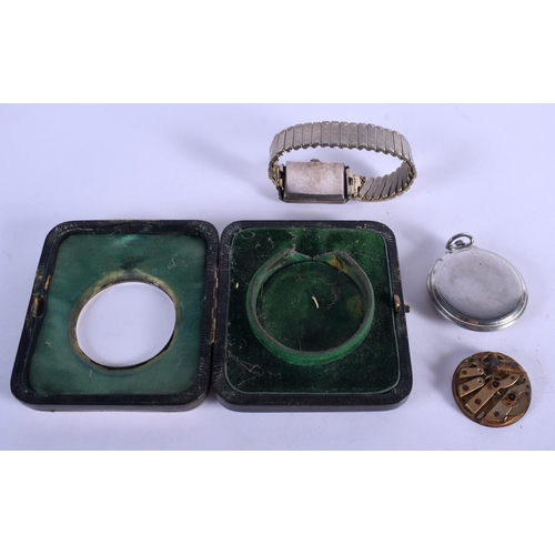 776 - A SILVER CASED ART DECO WATCH together with an omega watch etc. (4)