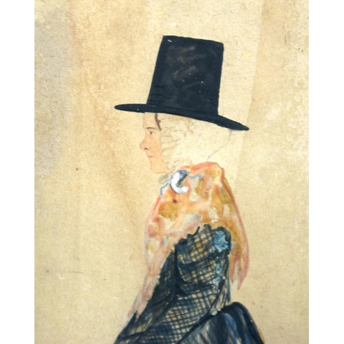 799 - British School (19th Century) Watercolour, Lady wearing a top hat. Image 27 cm x 21 cm.