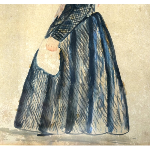 799 - British School (19th Century) Watercolour, Lady wearing a top hat. Image 27 cm x 21 cm.