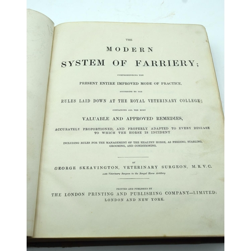 2515 - The Modern System of Farriery book by George Skeavington MRVC C1850 together with a copy of Elementa... 