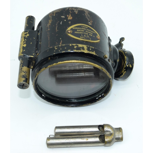 2537 - A vintage signalling lamp and a railway whistle 14cm (2)